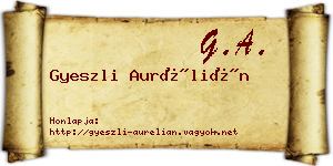 Gyeszli Aurélián névjegykártya